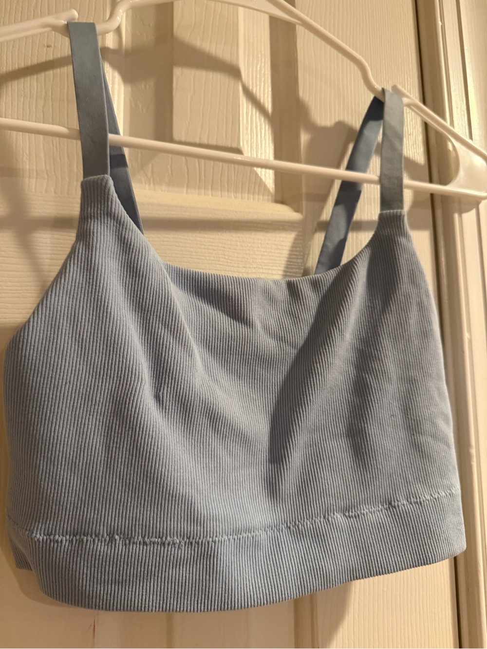 Light Blue Ribbed Cropped Bralette - Picture 4 of 5